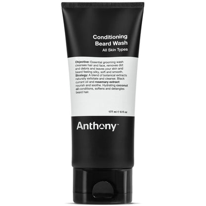 Anthony Conditioning Beard Wash – 6 Fl Oz with Botanical Extracts, Rosemary, Black Currant & Coconut Oils for Cleansing, Hydrating & Softening Beard Hair Avelisse