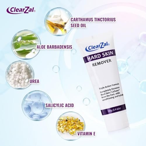 Clearzal Foot Cream for Hard Skin – Triple Action Formula with Aloe Vera, 3.4 oz – Softens Calluses & Corns, Hydrates Dry Feet Avelisse