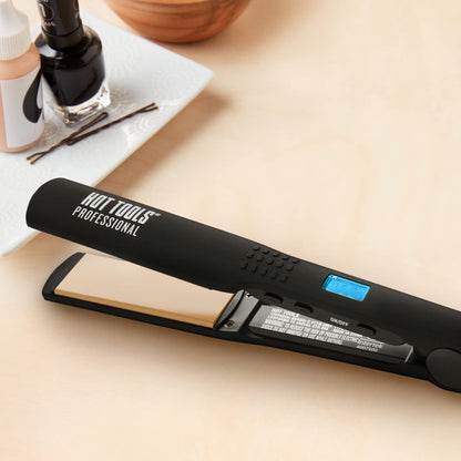Hot Tools Pro Artist Nano Ceramic Flat Iron - 1 1/4 Inch Wide Plate for Faster Styling Avelisse