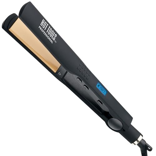 Hot Tools Pro Artist Nano Ceramic Flat Iron - 1 1/4 Inch Wide Plate for Faster Styling Avelisse