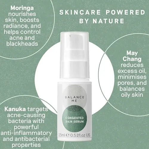Balance Me Congested Skin Serum - Natural Acne Treatment with Kanuka & Moringa, Non-Drying Spot Serum for Oily, Combination & Sensitive Skin (0.5 fl oz) Avelisse