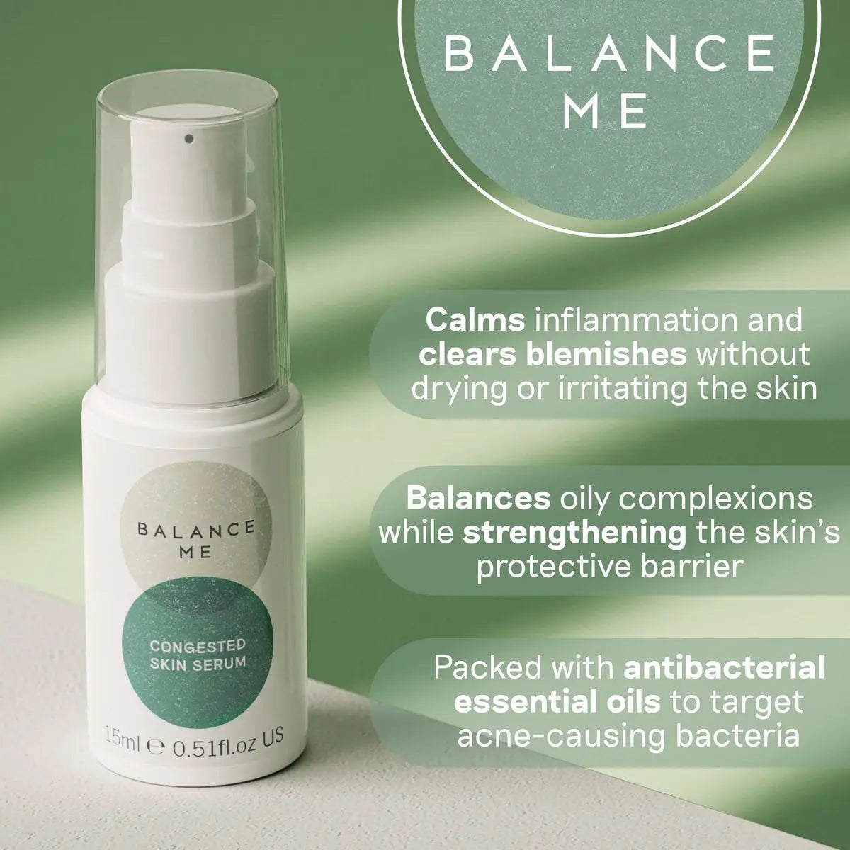 Balance Me Congested Skin Serum - Natural Acne Treatment with Kanuka & Moringa, Non-Drying Spot Serum for Oily, Combination & Sensitive Skin (0.5 fl oz) Avelisse