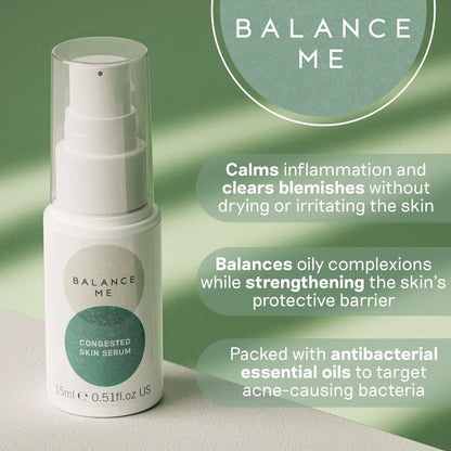 Balance Me Congested Skin Serum - Natural Acne Treatment with Kanuka & Moringa, Non-Drying Spot Serum for Oily, Combination & Sensitive Skin (0.5 fl oz) Avelisse