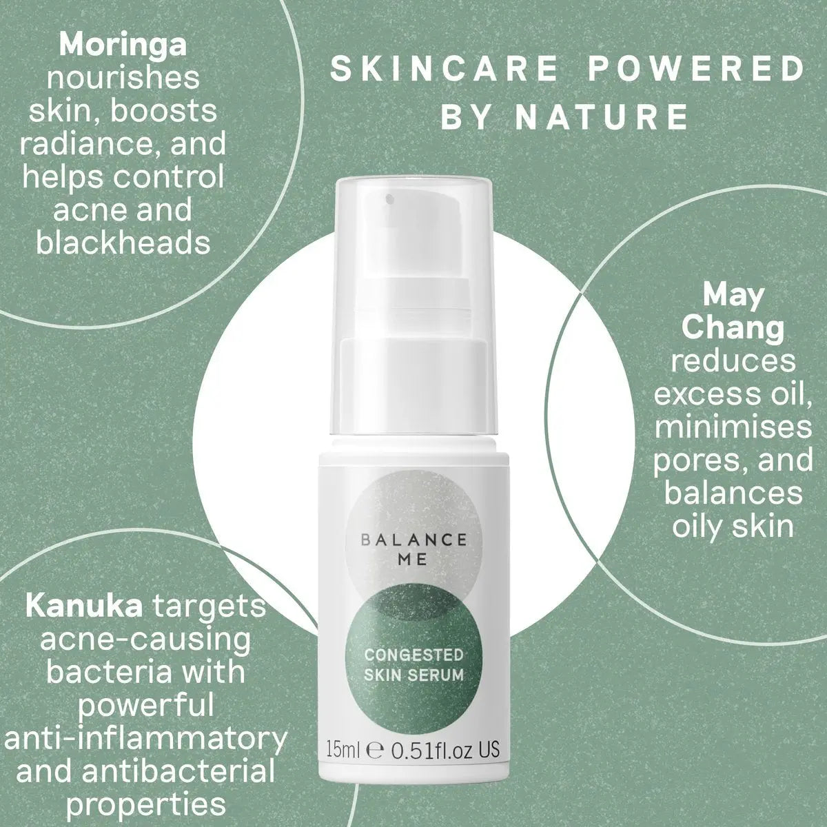 Balance Me Congested Skin Serum - Natural Acne Treatment with Kanuka & Moringa, Non-Drying Spot Serum for Oily, Combination & Sensitive Skin (0.5 fl oz) Avelisse