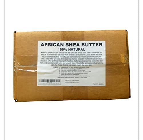 100% Natural African Shea Butter – 5 lbs Pure White, Unrefined from West Africa for Skin & Hair Moisturizer Avelisse