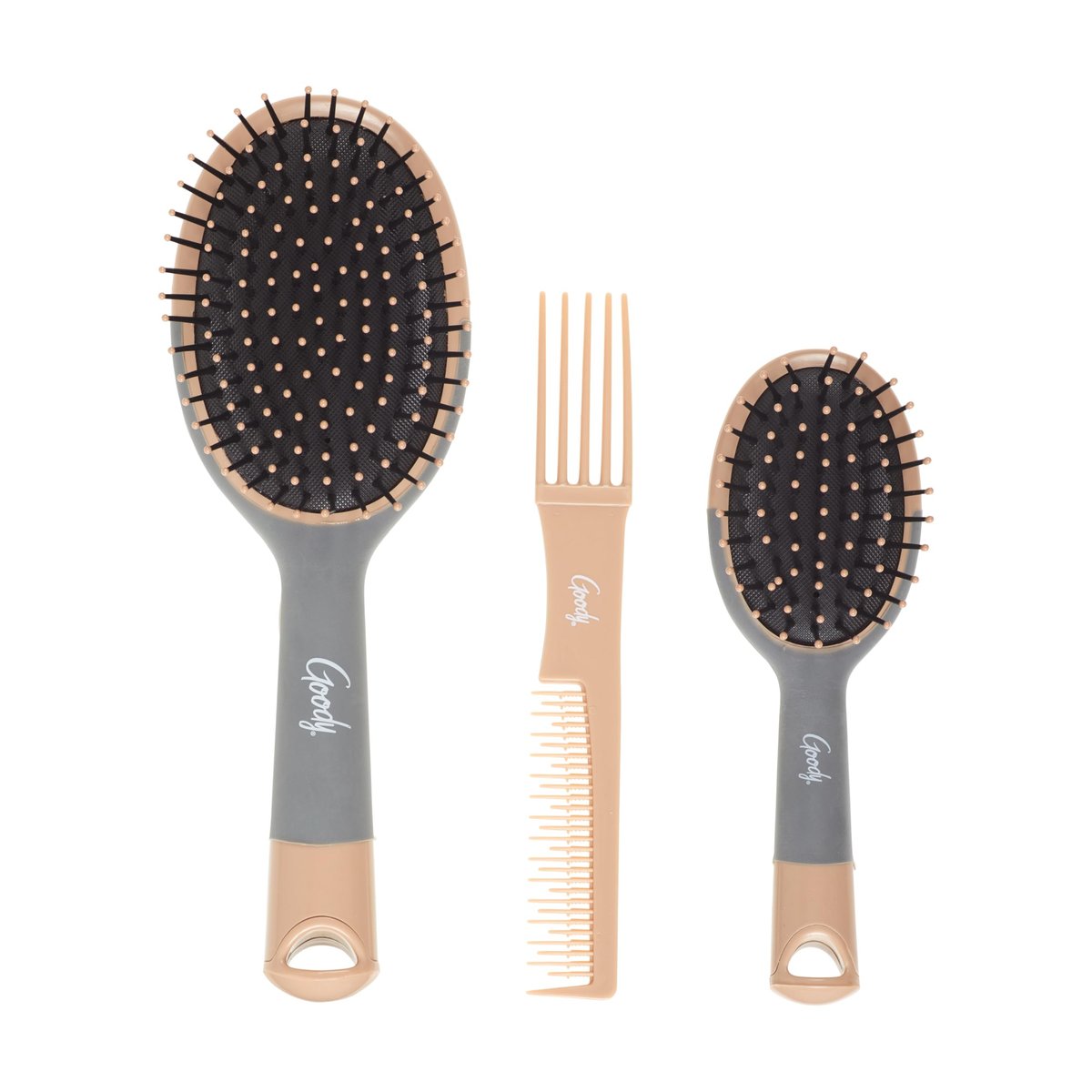 Goody Detangle It Hair Brushes Set - Large Oval Paddle Brush, Detangling Comb & Mini Brush for Wet or Dry Hair, Brown/Grey, 3 Count - görsel 7