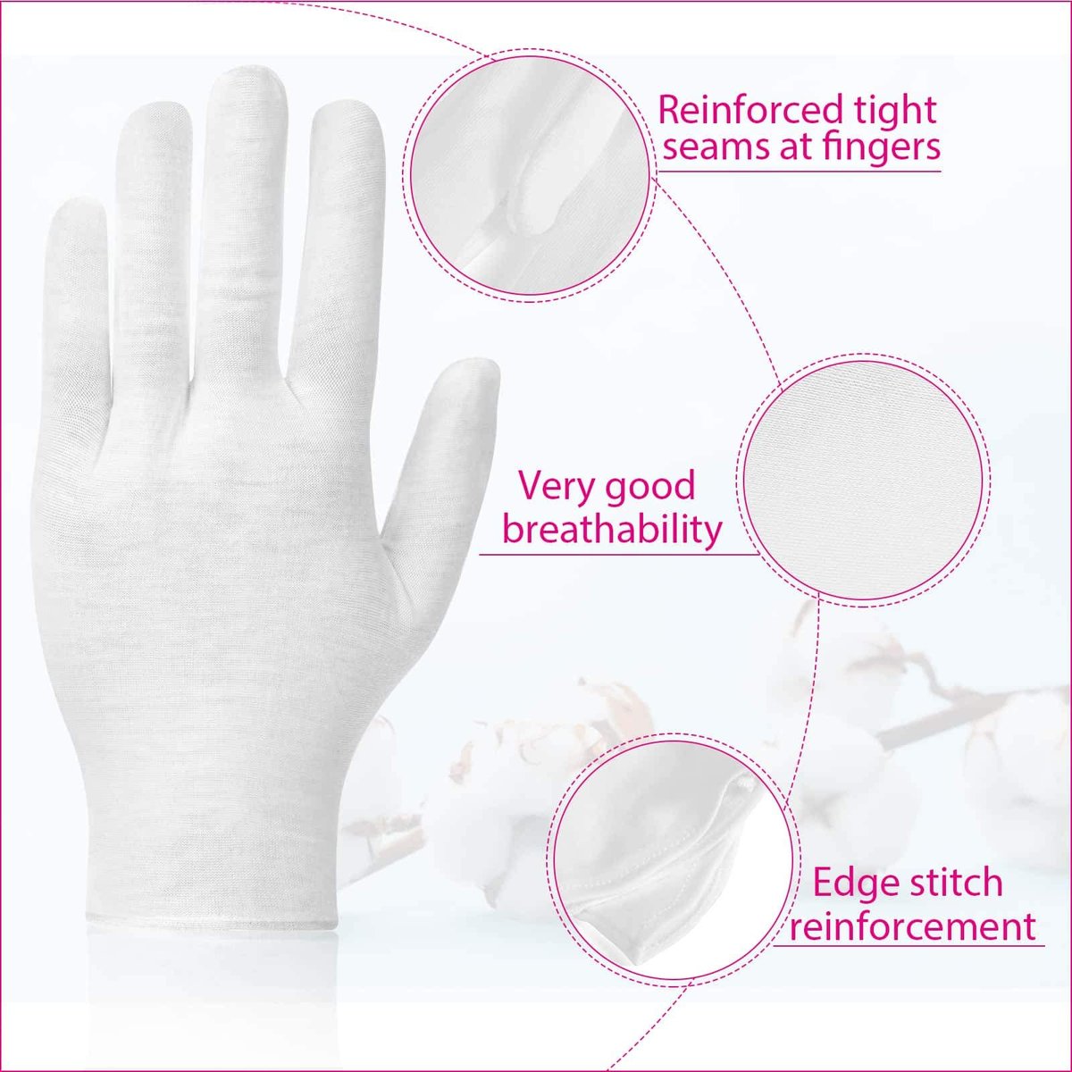 20 Pairs Cotton Gloves for Dry Hands - Paxcoo White Moisturizing Gloves for Eczema, Cosmetic & Jewelry Inspection, Medium Avelisse