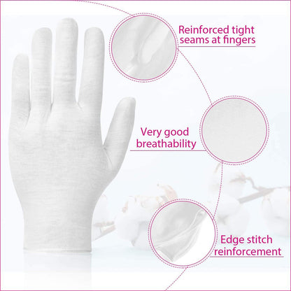 20 Pairs Cotton Gloves for Dry Hands - Paxcoo White Moisturizing Gloves for Eczema, Cosmetic & Jewelry Inspection, Medium Avelisse