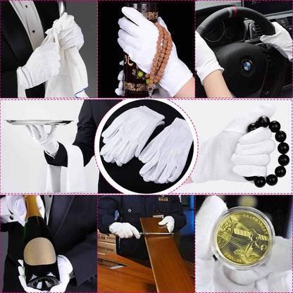 20 Pairs Cotton Gloves for Dry Hands - Paxcoo White Moisturizing Gloves for Eczema, Cosmetic & Jewelry Inspection, Medium Avelisse