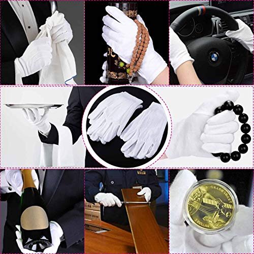 20 Pairs Cotton Gloves for Dry Hands - Paxcoo White Moisturizing Gloves for Eczema, Cosmetic & Jewelry Inspection, Medium Avelisse