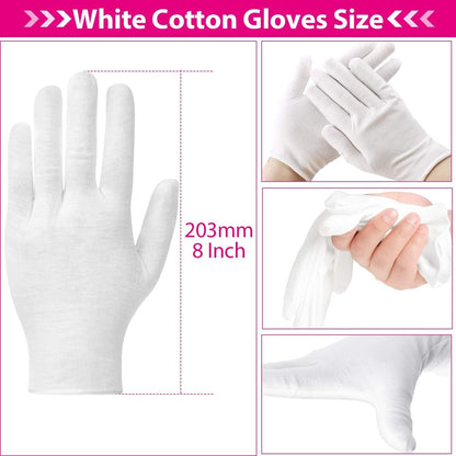 20 Pairs Cotton Gloves for Dry Hands - Paxcoo White Moisturizing Gloves for Eczema, Cosmetic & Jewelry Inspection, Medium Avelisse