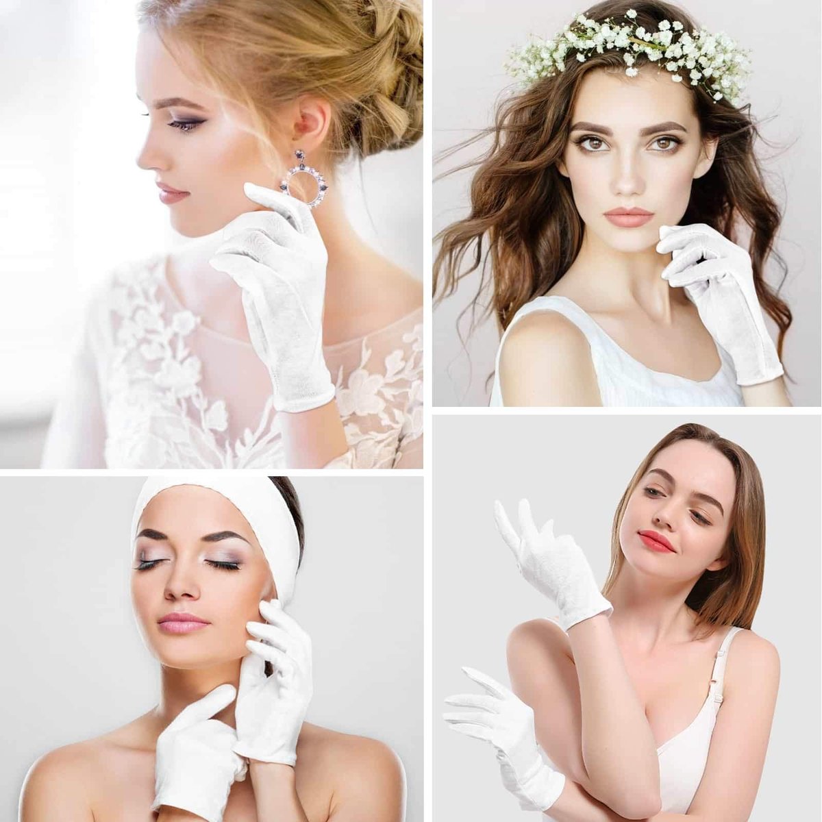 20 Pairs Cotton Gloves for Dry Hands - Paxcoo White Moisturizing Gloves for Eczema, Cosmetic & Jewelry Inspection, Medium Avelisse