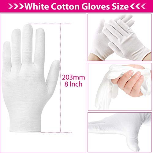 20 Pairs Cotton Gloves for Dry Hands - Paxcoo White Moisturizing Gloves for Eczema, Cosmetic & Jewelry Inspection, Medium Avelisse