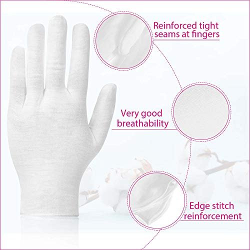 20 Pairs Cotton Gloves for Dry Hands - Paxcoo White Moisturizing Gloves for Eczema, Cosmetic & Jewelry Inspection, Medium Avelisse