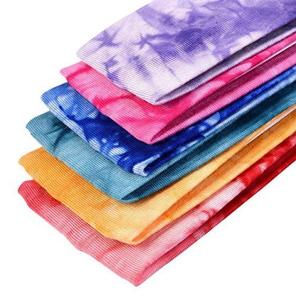 Tie Dye Stretch Headbands for Women, Girls & Adults - Assorted Classic Colors, 10 Pack