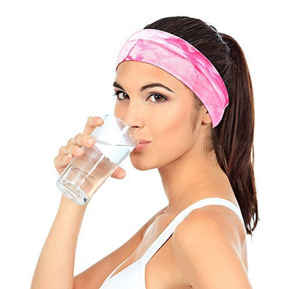 Tie Dye Stretch Headbands for Women, Girls & Adults - Assorted Classic Colors, 10 Pack