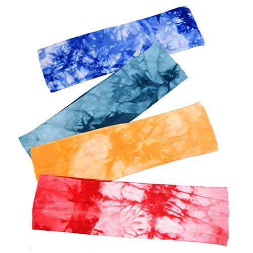 Tie Dye Stretch Headbands for Women, Girls & Adults - Assorted Classic Colors, 10 Pack - görsel 10