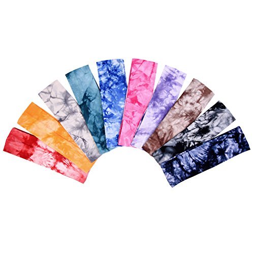 Tie Dye Stretch Headbands for Women, Girls & Adults - Assorted Classic Colors, 10 Pack - görsel 2
