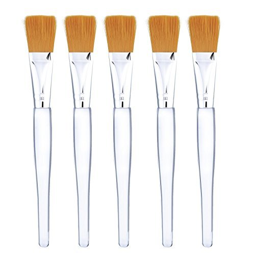 Mudder 5-Pack Facial Mask Brush Set with Clear Plastic Handle - Silver with Yellow Bristles - görsel 2