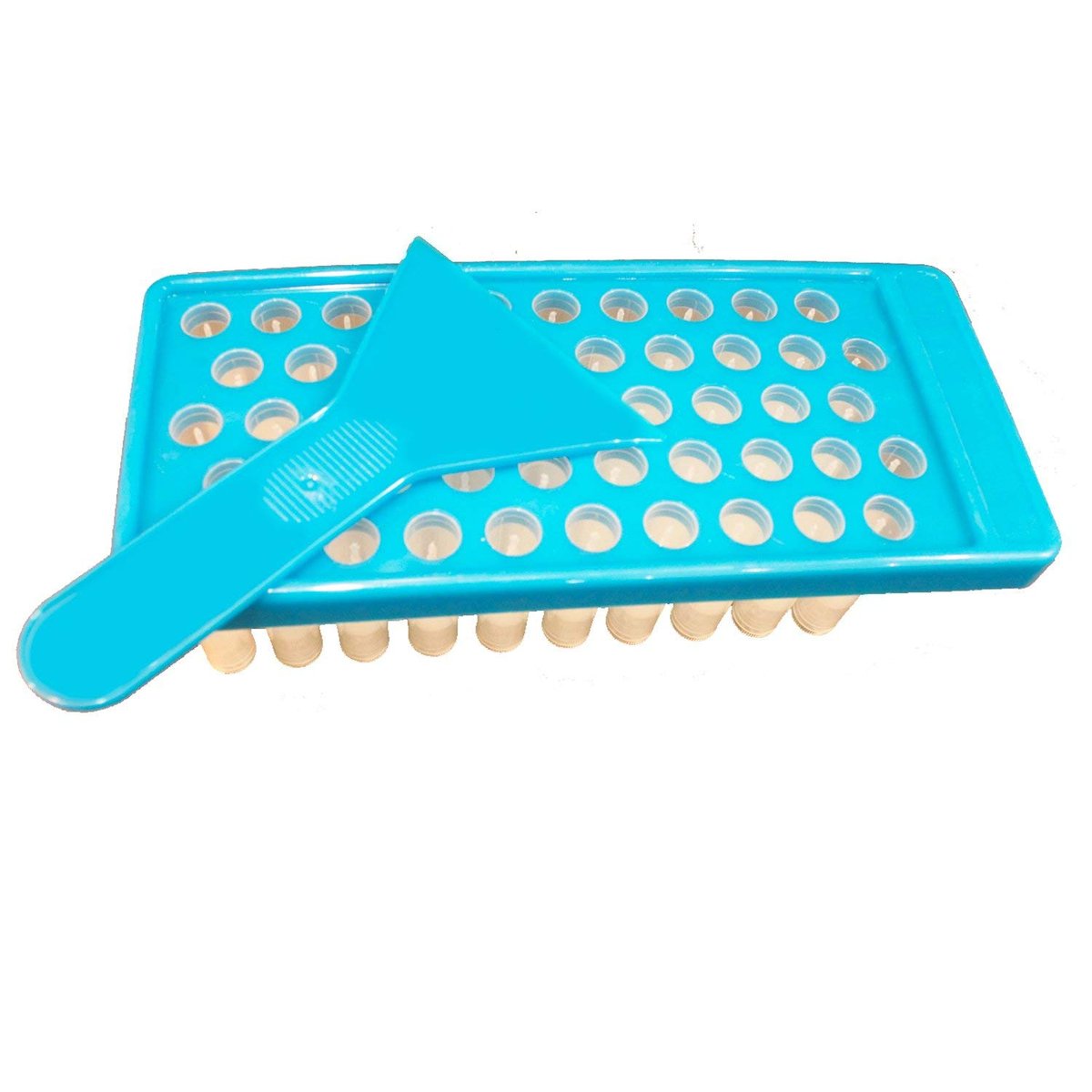 Mary Tylor Naturals Lip Balm Container Tray Kit - 52 Piece Set with Fill Tray and Spatula, BPA Free, Made in USA (Blue) Avelisse