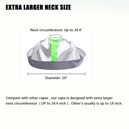 Large Hair Cutting Cape Umbrella for Adults - Silver Polyester Barber Cape Cloak for Home and Salon Use, Keep Hair Off Clothes and Floor