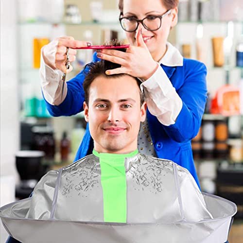 Large Hair Cutting Cape Umbrella for Adults - Silver Polyester Barber Cape Cloak for Home and Salon Use, Keep Hair Off Clothes and Floor - görsel 4