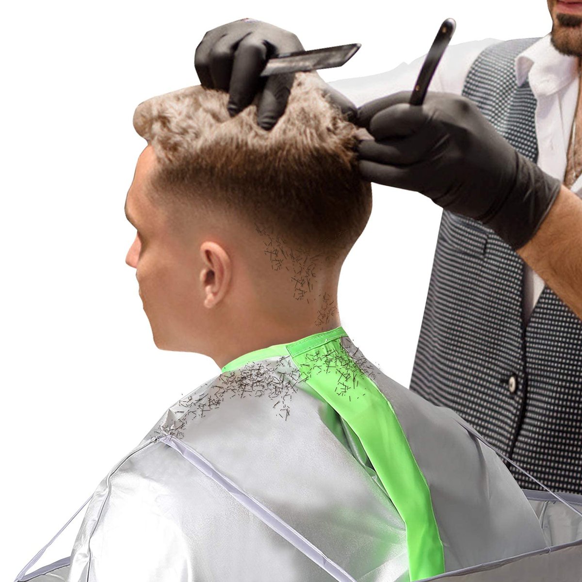 Large Hair Cutting Cape Umbrella for Adults - Silver Polyester Barber Cape Cloak for Home and Salon Use, Keep Hair Off Clothes and Floor - görsel 5