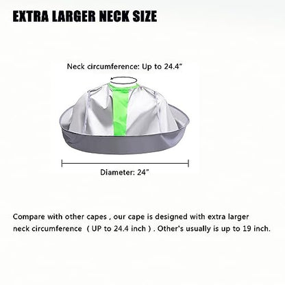 Large Hair Cutting Cape Umbrella for Adults - Silver Polyester Barber Cape Cloak for Home and Salon Use, Keep Hair Off Clothes and Floor