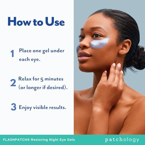 Patchology FlashPatch Restoring Night Eye Gel Patches with Retinol, Squalane & Peptides – Hydrogel Under Eye Masks for Fine Lines, Dark Circles & Puffiness – Overnight Eye Care (5 Pairs) Avelisse