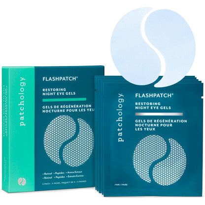 Patchology FlashPatch Restoring Night Eye Gel Patches with Retinol, Squalane & Peptides – Hydrogel Under Eye Masks for Fine Lines, Dark Circles & Puffiness – Overnight Eye Care (5 Pairs) Avelisse