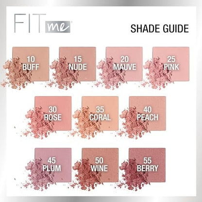 Maybelline Fit Me Blush - Plum 45 - Lightweight, Blendable, Long-Lasting All-Day Blush for a Natural Flush