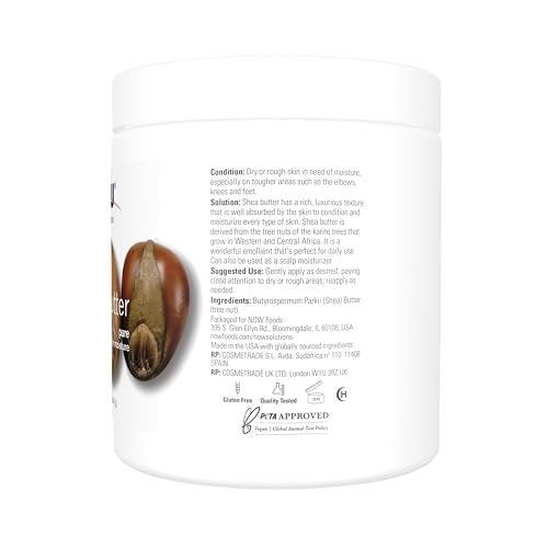 NOW Foods Solutions Shea Butter - 16 oz, Pure Skin Emollient for Dry, Rough Skin - görsel 4