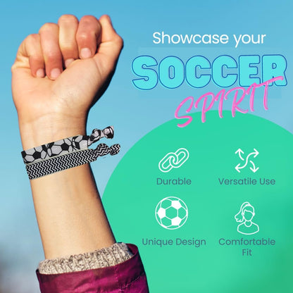 SportyBella No Crease Elastic Hair Ties for Girls Soccer Players – 6 Pack, Kick It Color