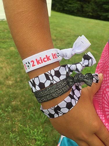 SportyBella No Crease Elastic Hair Ties for Girls Soccer Players – 6 Pack, Kick It Color - görsel 6