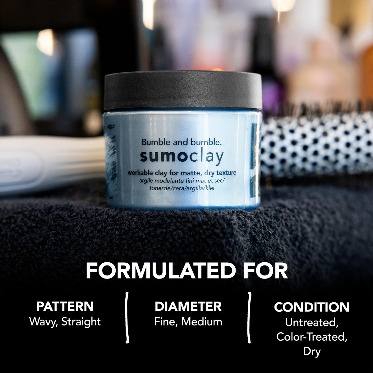 Bumble and bumble. Sumoclay Matte Texture Clay – Workable Texture, Moldable Hold & Matte Finish with Kaolin Clay for Short Fine to Medium Wavy, Straight Hair, 1.5 oz Avelisse