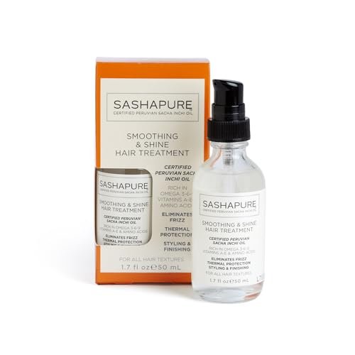 SASHAPURE Smoothing & Shine Hair Treatment with Sacha Inchi Oil - Eliminates Frizz, Heat Protection, Styling & Finishing, 1.7 fl.oz. - görsel 2