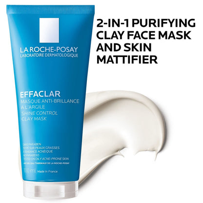 La Roche-Posay Effaclar Clarifying Clay Face Mask for Oily Skin – Unclogs Pores & Controls Shine, 3.38 Fl Oz