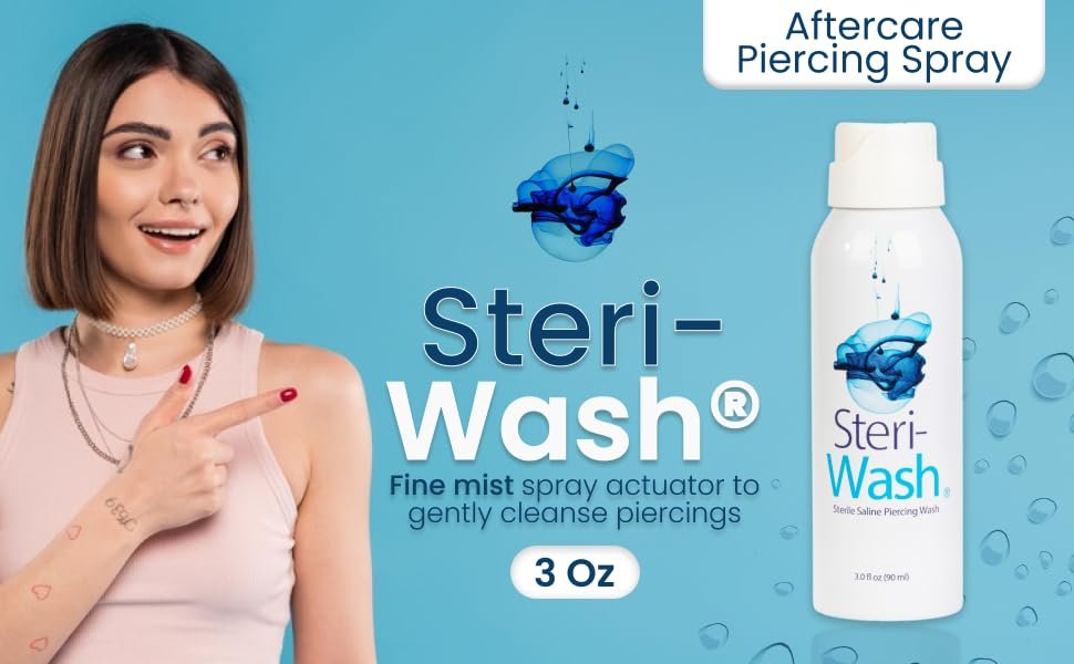STERI-WASH Aftercare Piercing Spray – 8 oz Sterile Saline Solution for Piercing, Tattoo, and Wound Care - görsel 8