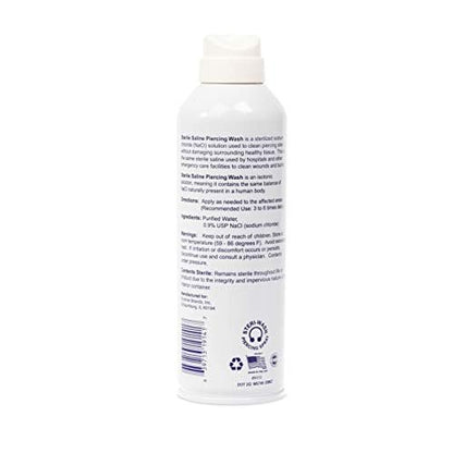STERI-WASH Aftercare Piercing Spray – 8 oz Sterile Saline Solution for Piercing, Tattoo, and Wound Care