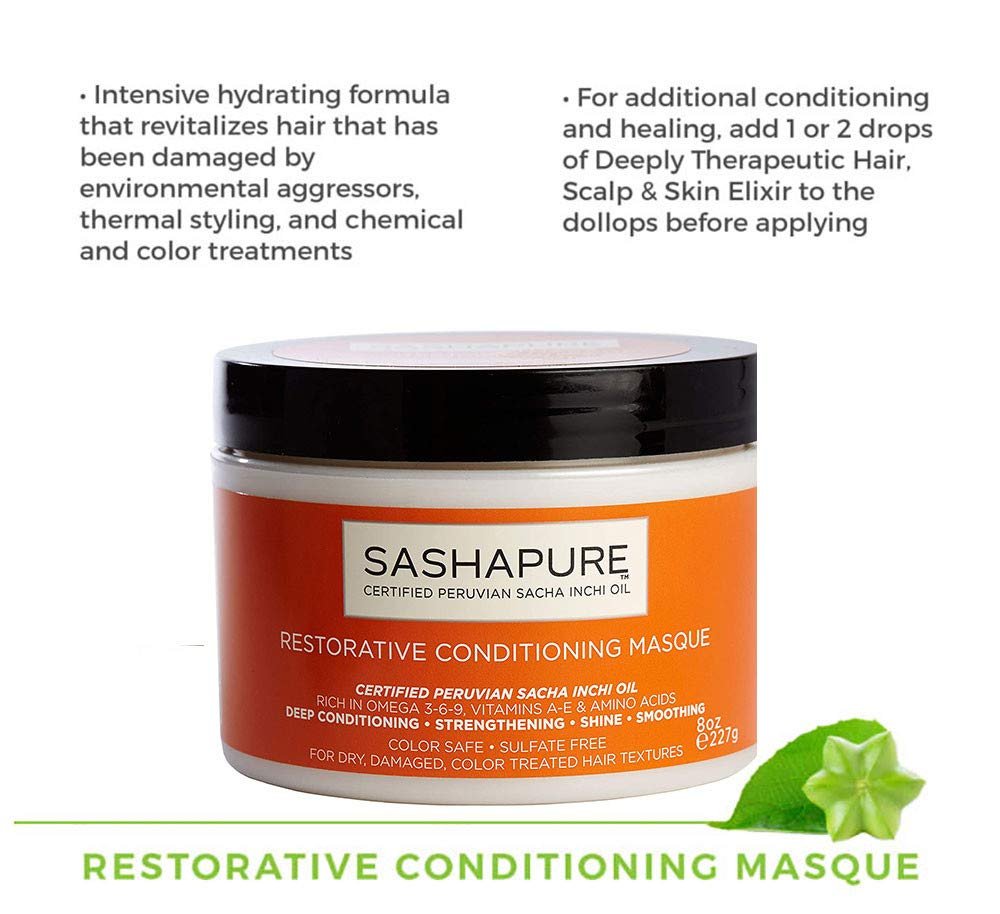 SASHAPURE Masque Restorative 8 Ounce Jar Sulfate-Free (236ml) - Deep Conditioner for Natural, Curly, and Dry Hair - görsel 5