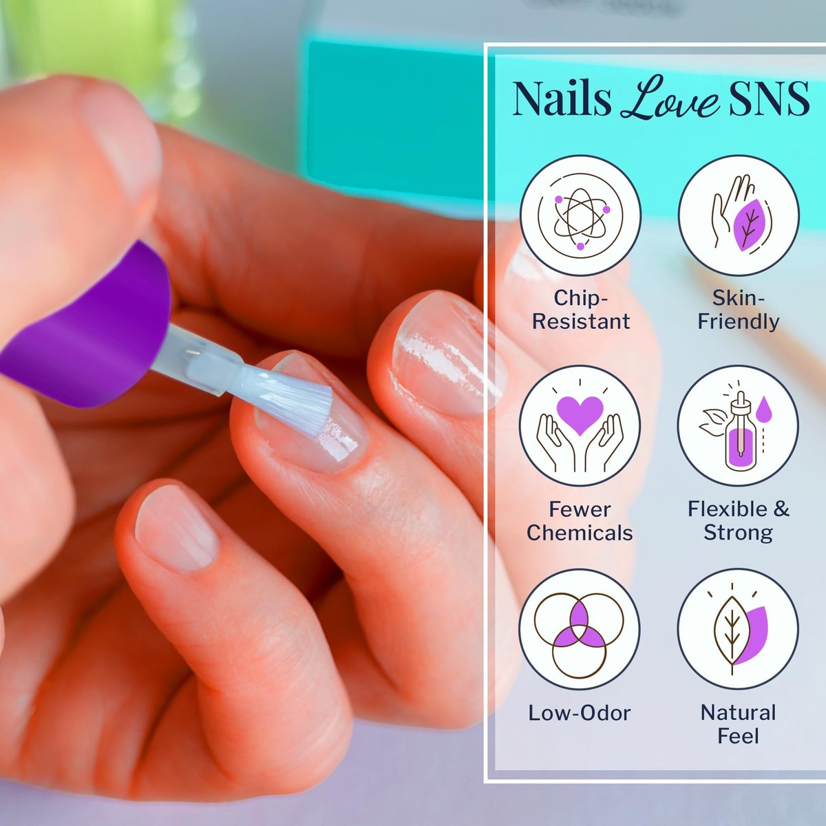 SNS Base Coat Nail Polish for Dip Powder - Super Gelous Base, Long-Lasting & Fast-Drying Nail Strengthener, Low Odor, No UV Lamp Required (0.5 oz) - görsel 5