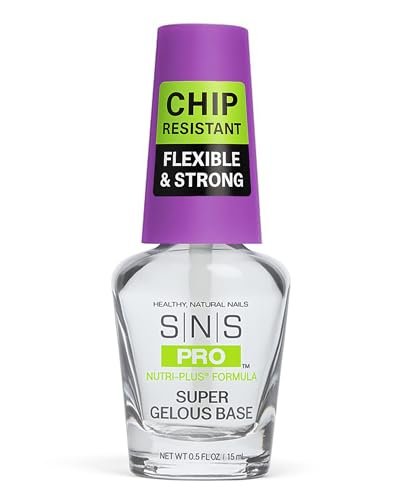 SNS Base Coat Nail Polish for Dip Powder - Super Gelous Base, Long-Lasting & Fast-Drying Nail Strengthener, Low Odor, No UV Lamp Required (0.5 oz)