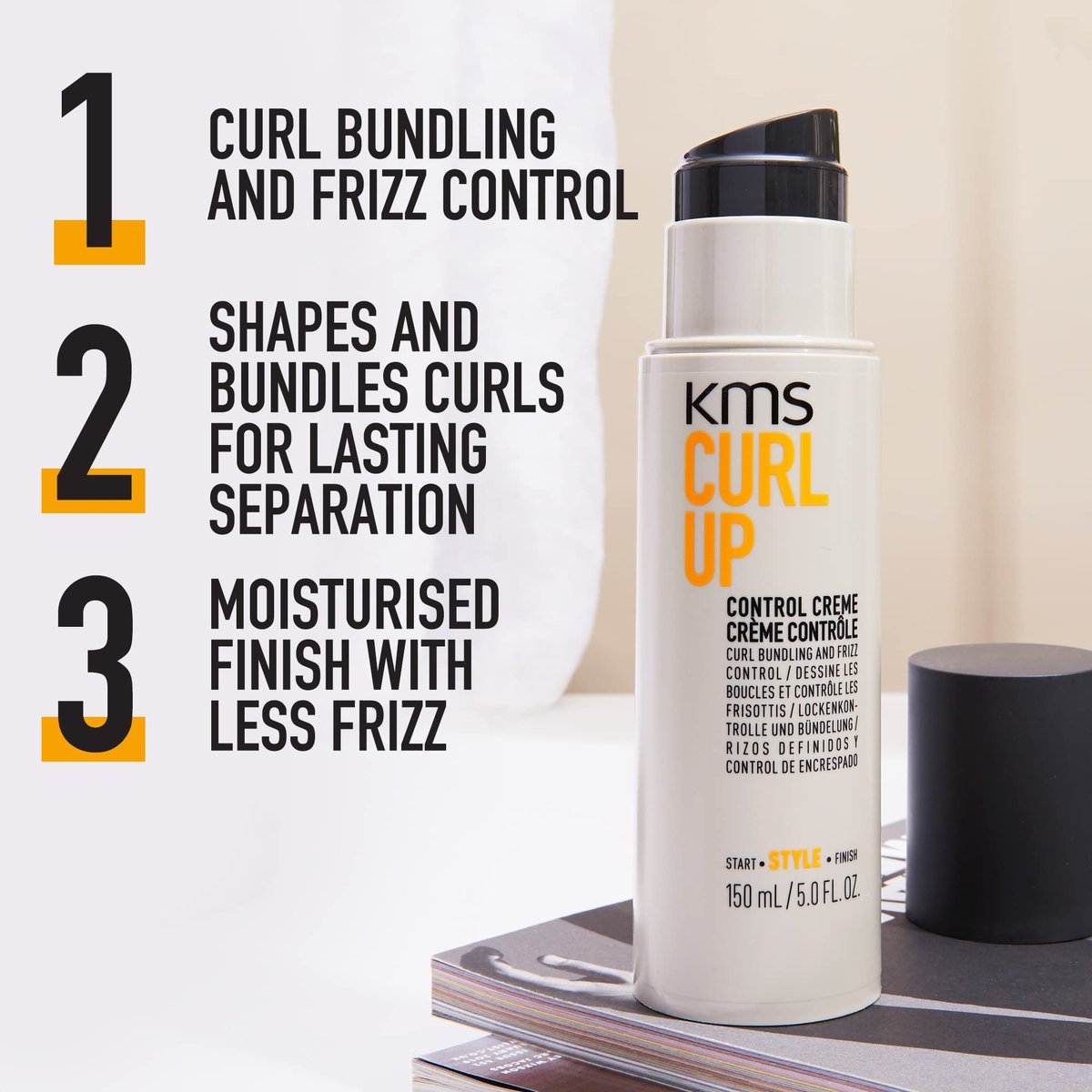 KMS Curlup Control Crème - 5 oz Styling Cream for Defined, Frizz-Free Curls - görsel 3