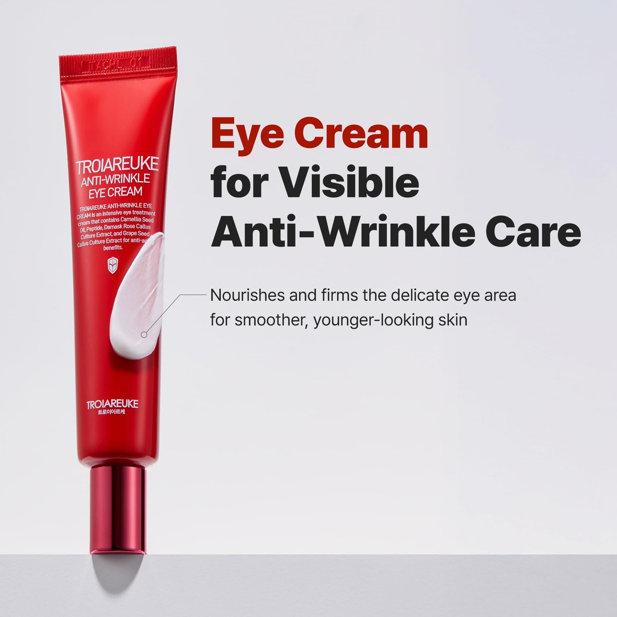 TROIAREUKE Anti-Wrinkle Eye Cream - Intensive Anti-Aging Firming Cream for Face and Neck with Rose Infused Moisturizer, Peptides & Botanical Antioxidants - Korean Skin Care (2.57 oz) - görsel 3