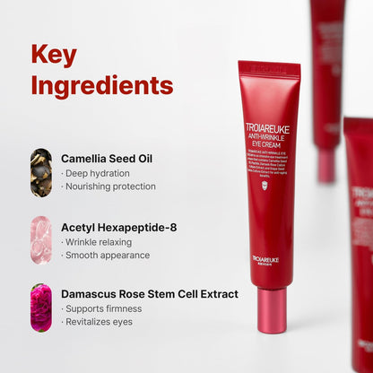 TROIAREUKE Anti-Wrinkle Eye Cream - Intensive Anti-Aging Firming Cream for Face and Neck with Rose Infused Moisturizer, Peptides & Botanical Antioxidants - Korean Skin Care (2.57 oz)