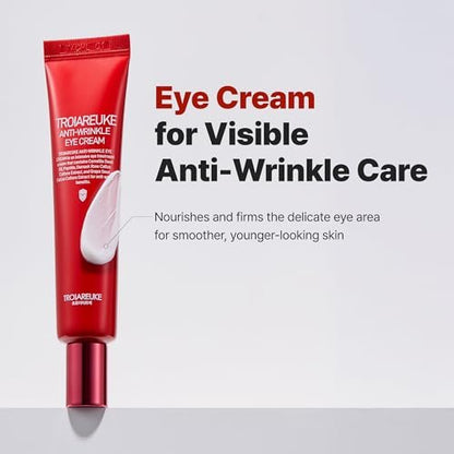 TROIAREUKE Anti-Wrinkle Eye Cream - Intensive Anti-Aging Firming Cream for Face and Neck with Rose Infused Moisturizer, Peptides & Botanical Antioxidants - Korean Skin Care (2.57 oz)