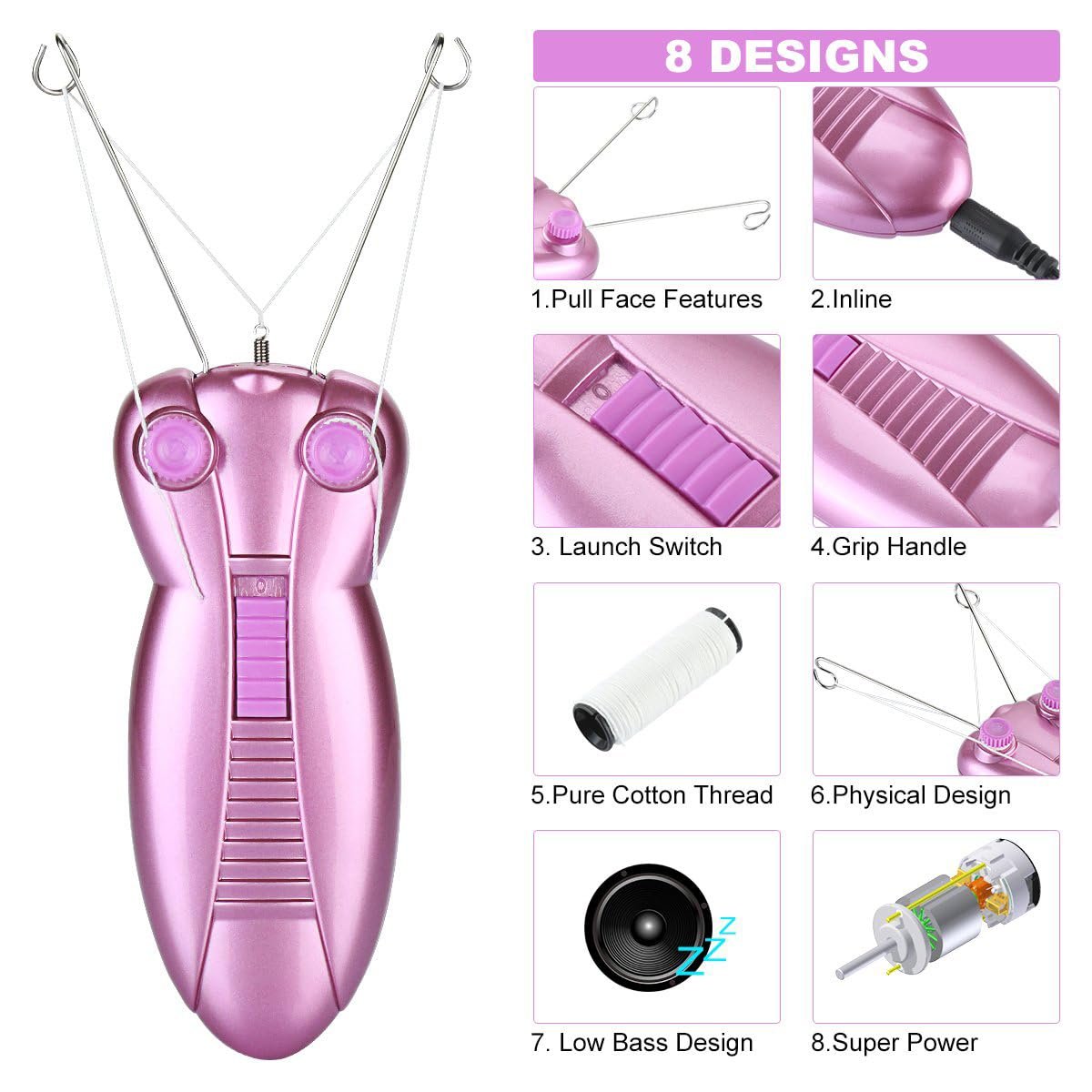 WAYCOM Ladies Facial Hair Remover - Electric Epilator for Women, Face Shaver & Massager, Purple Avelisse