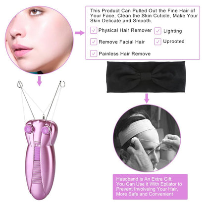 WAYCOM Ladies Facial Hair Remover - Electric Epilator for Women, Face Shaver & Massager, Purple Avelisse