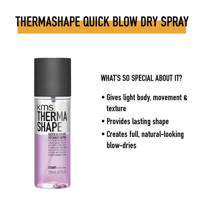 KMS THERMASHAPE Quick Blow Dry Spray - 6.7 oz for Fast, Full, Natural Blow Outs Avelisse