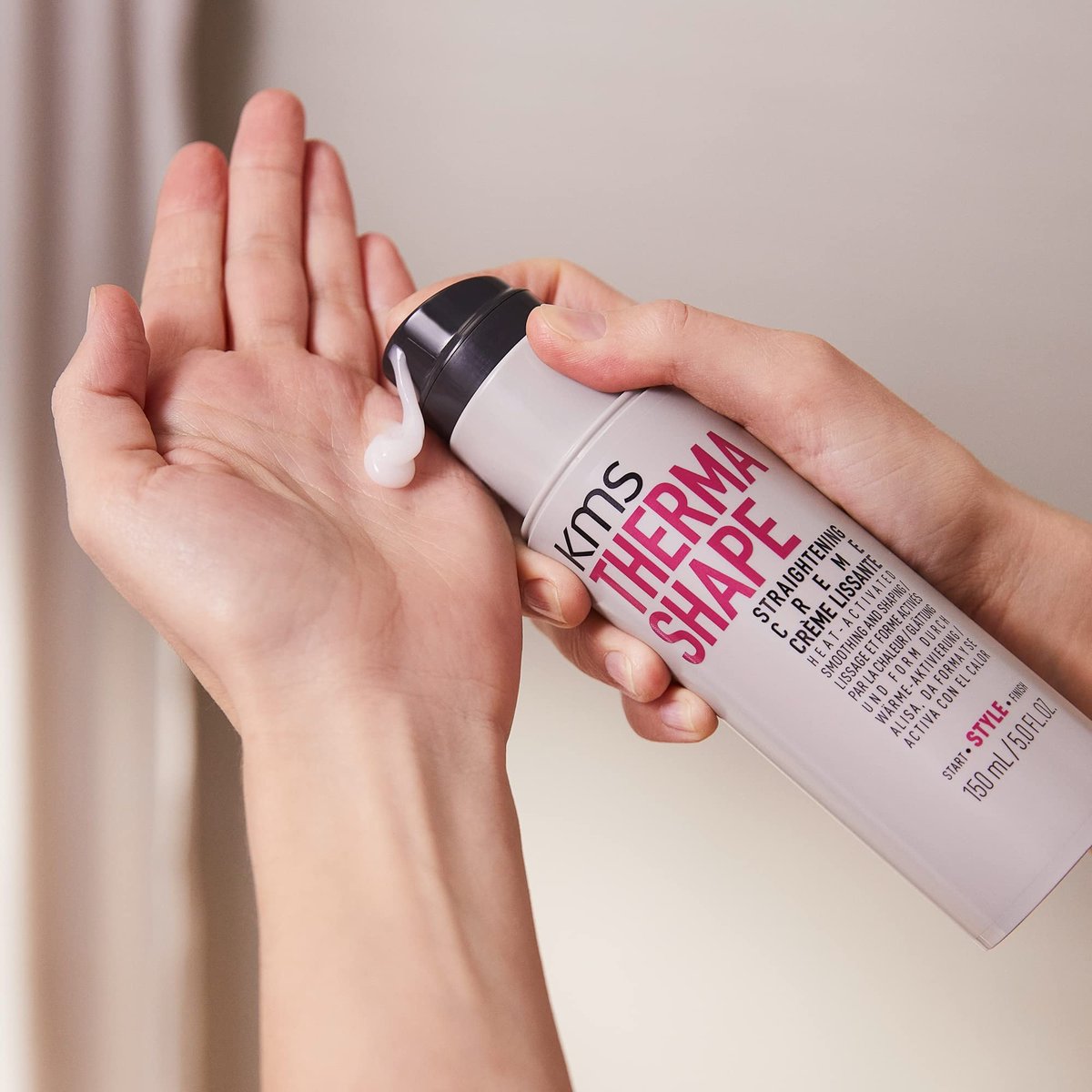 KMS Thermashape Straightening Blow Dry Crème - 5 oz Heat Protectant & Styling Cream for Straight, Smooth Hair Avelisse
